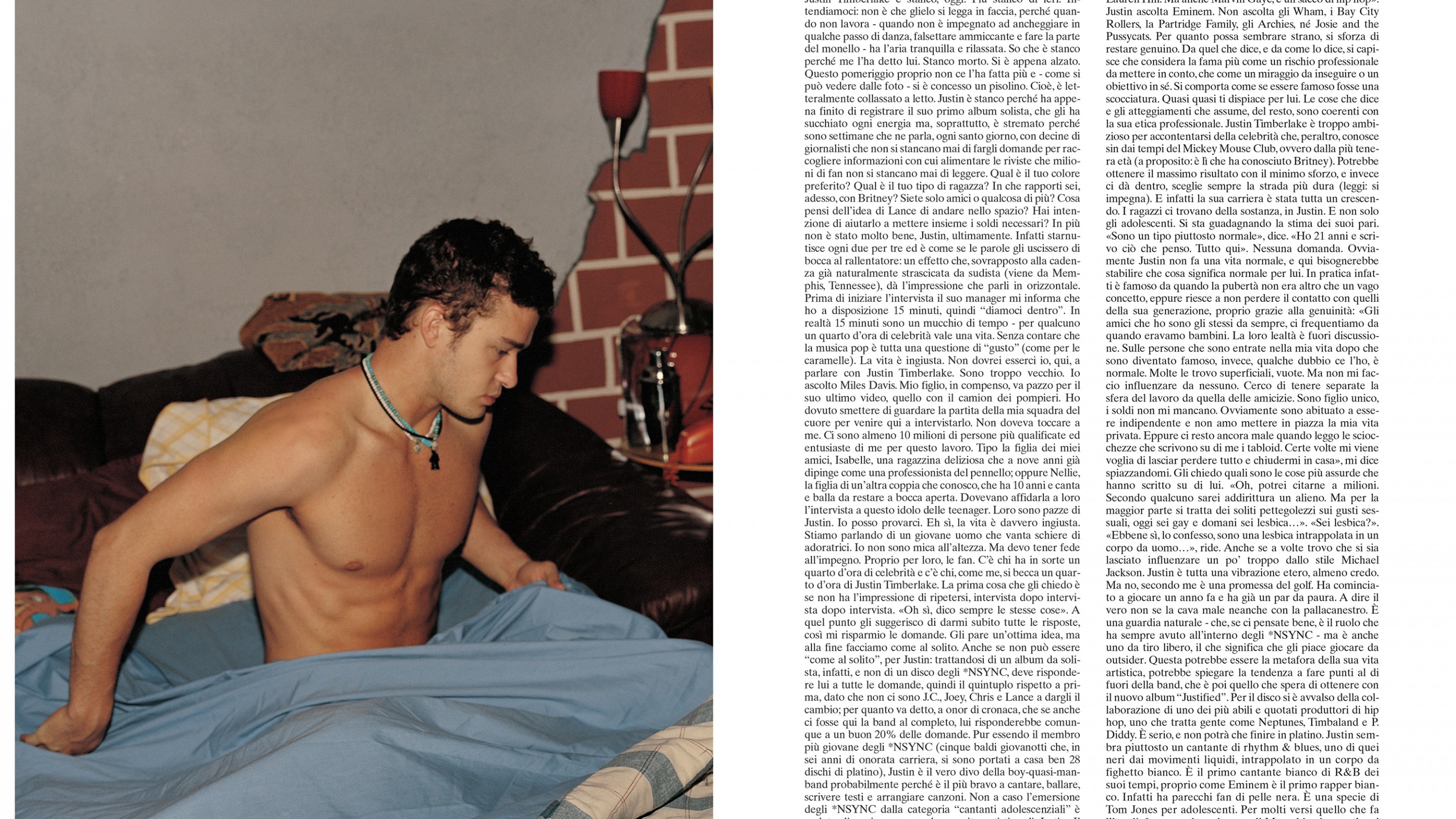 Justin Timberlake: At Home, L'Uomo Vogue November 2002 – Steven Klein